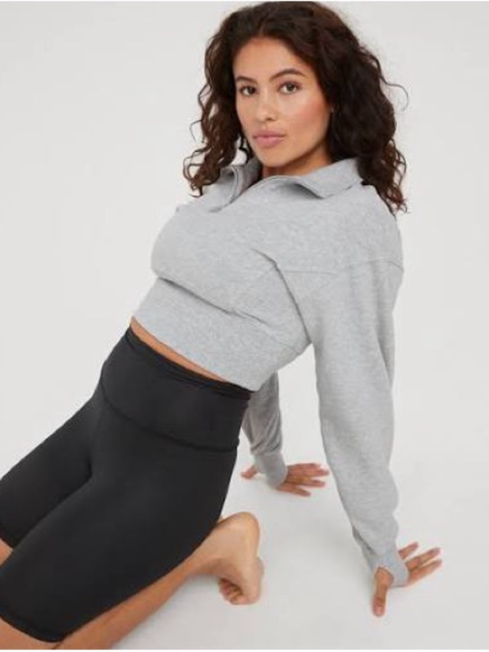 OFFLINE By Aerie Throw-Back Corset Cropped Quarter Zip Size L